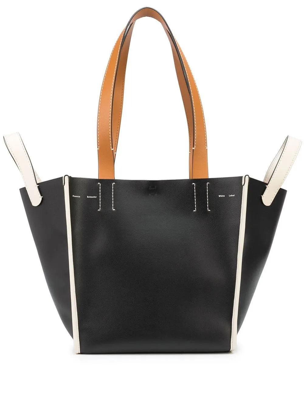 Borsa tote merser in nero, bianco e marrone - donna