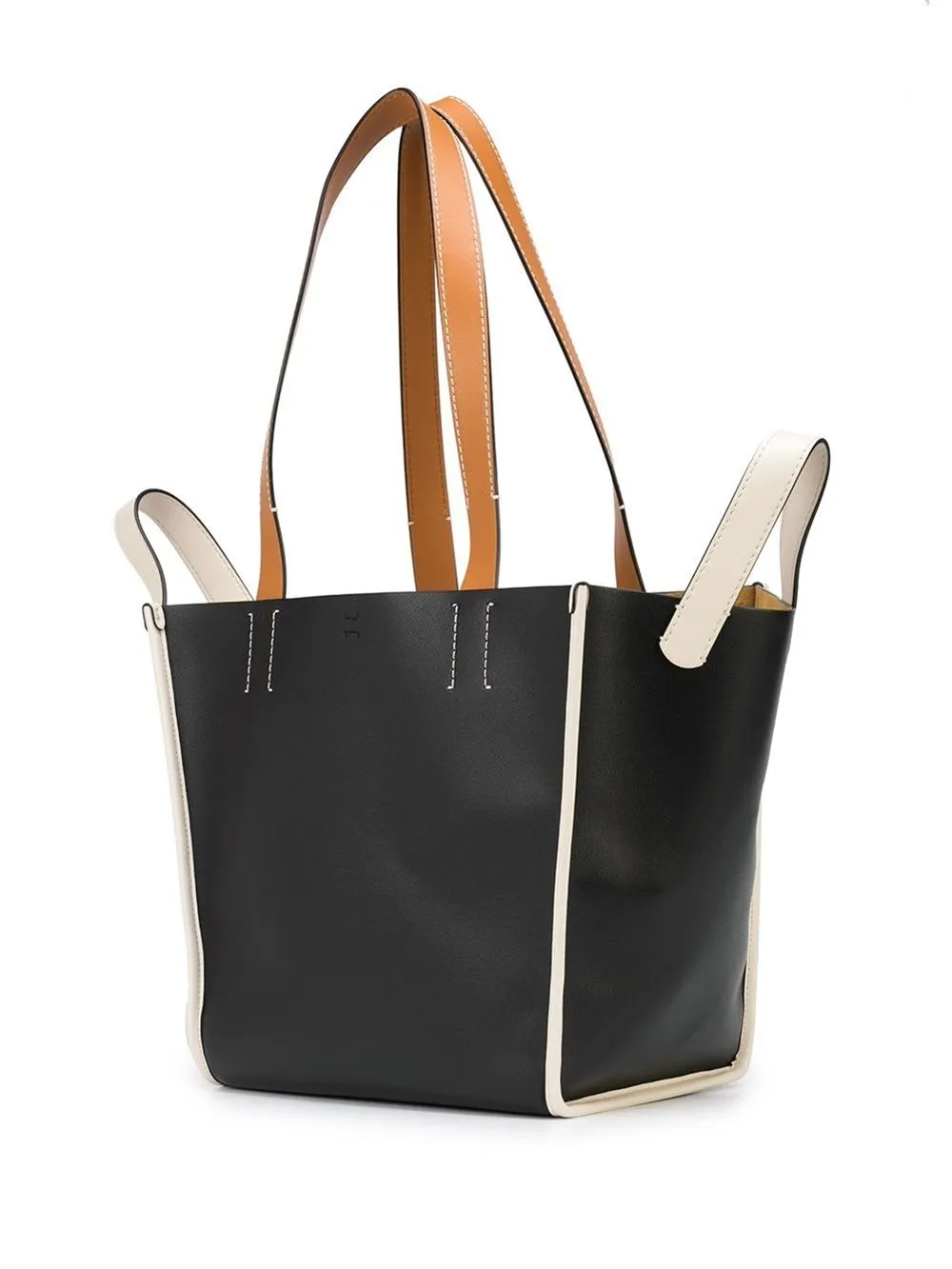 Borsa tote merser in nero, bianco e marrone - donna