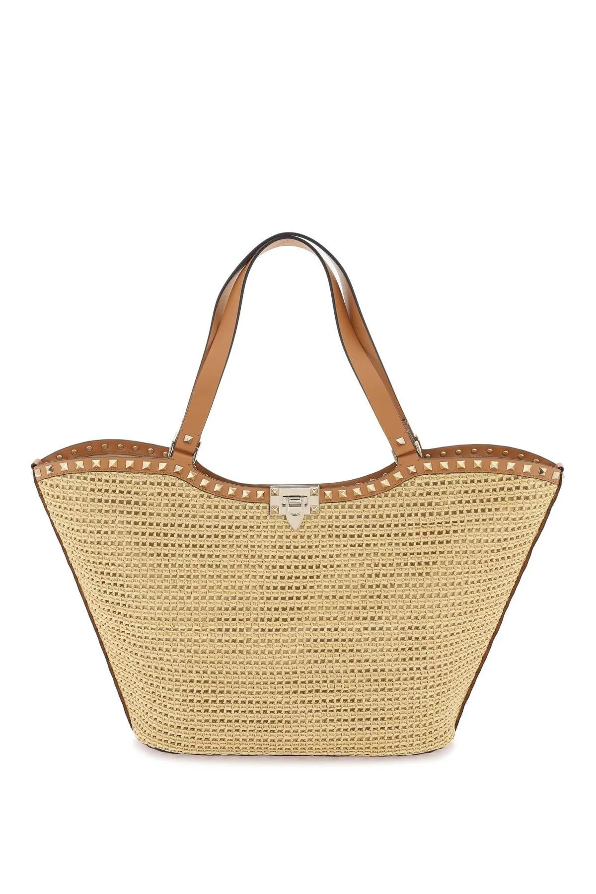 Borsa tote Rockstud in rafia