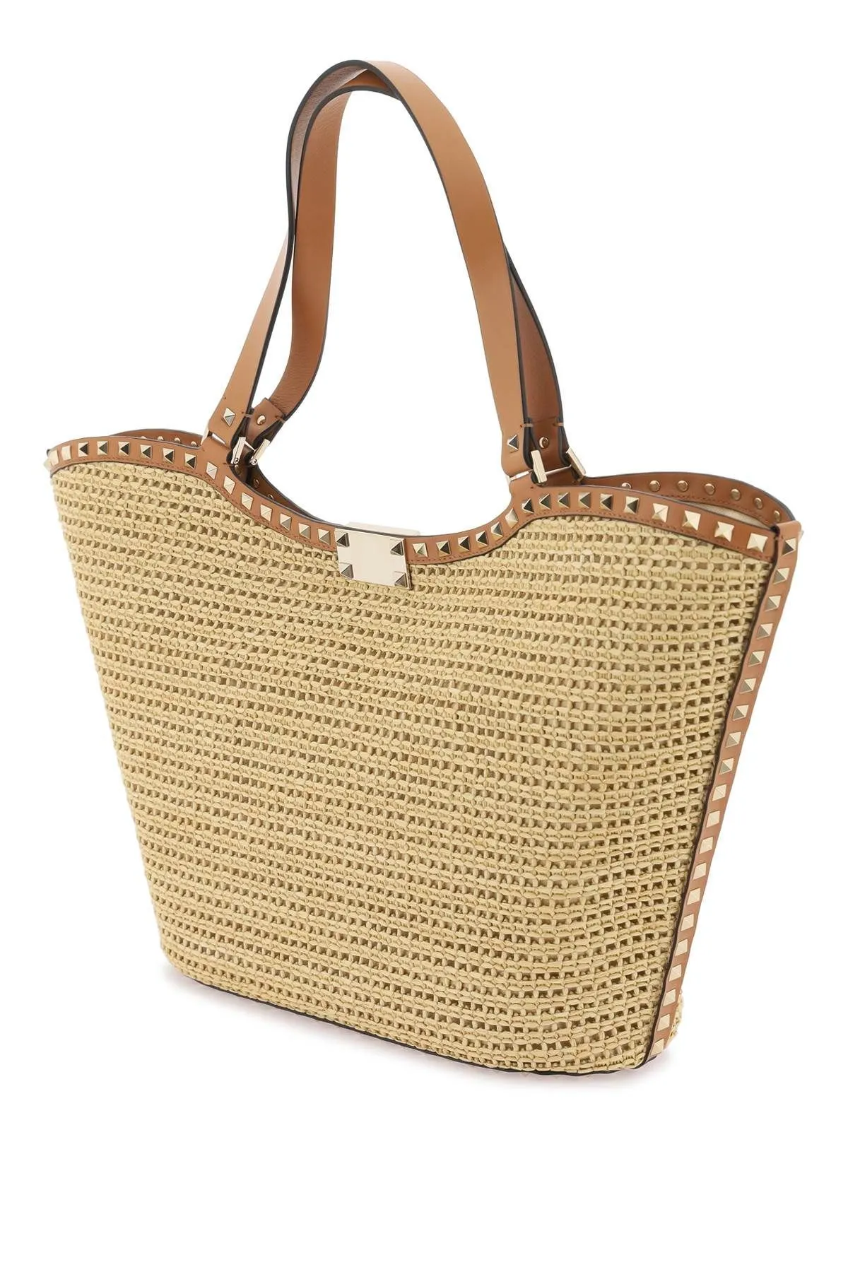 Borsa tote Rockstud in rafia