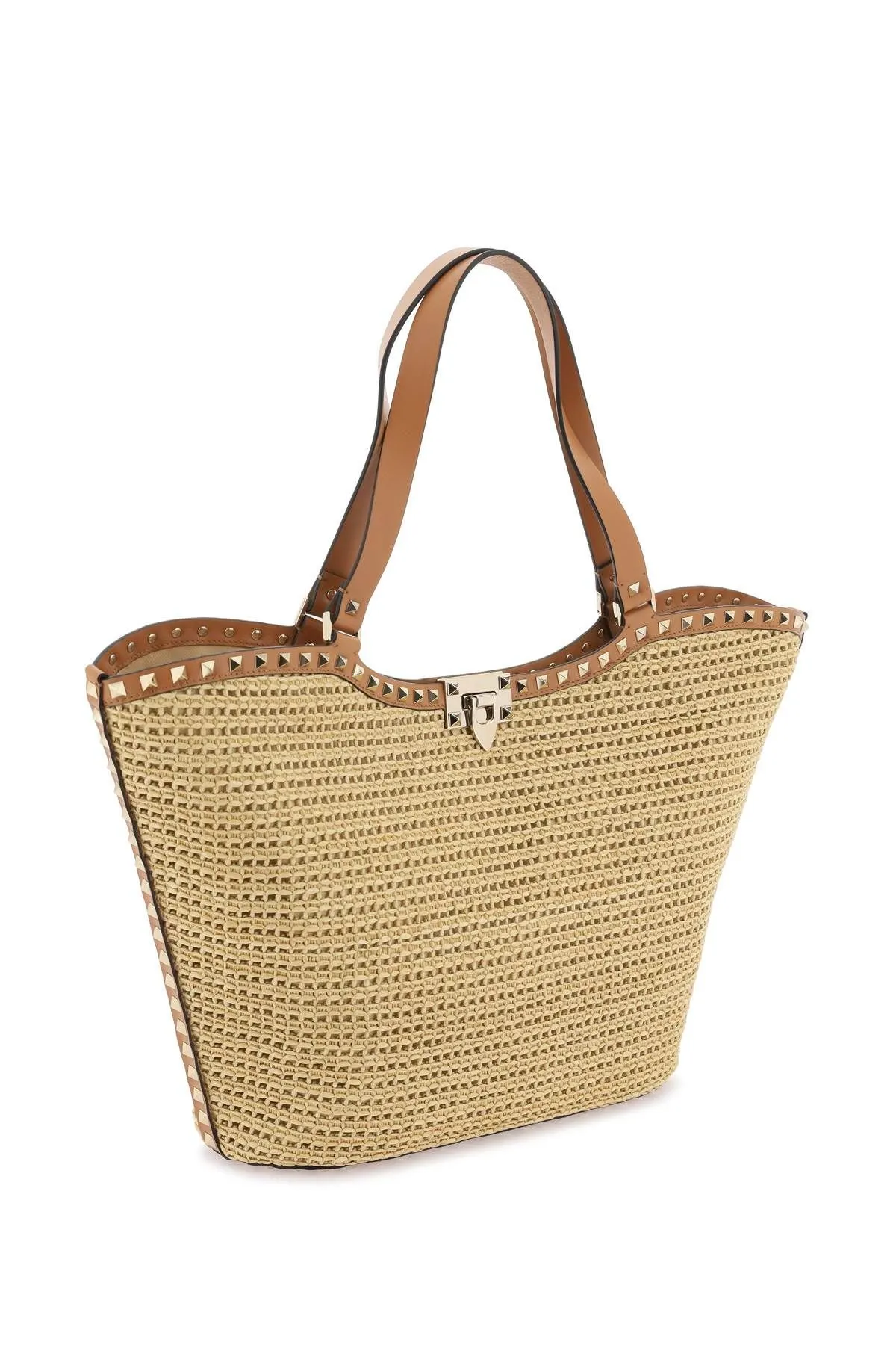 Borsa tote Rockstud in rafia
