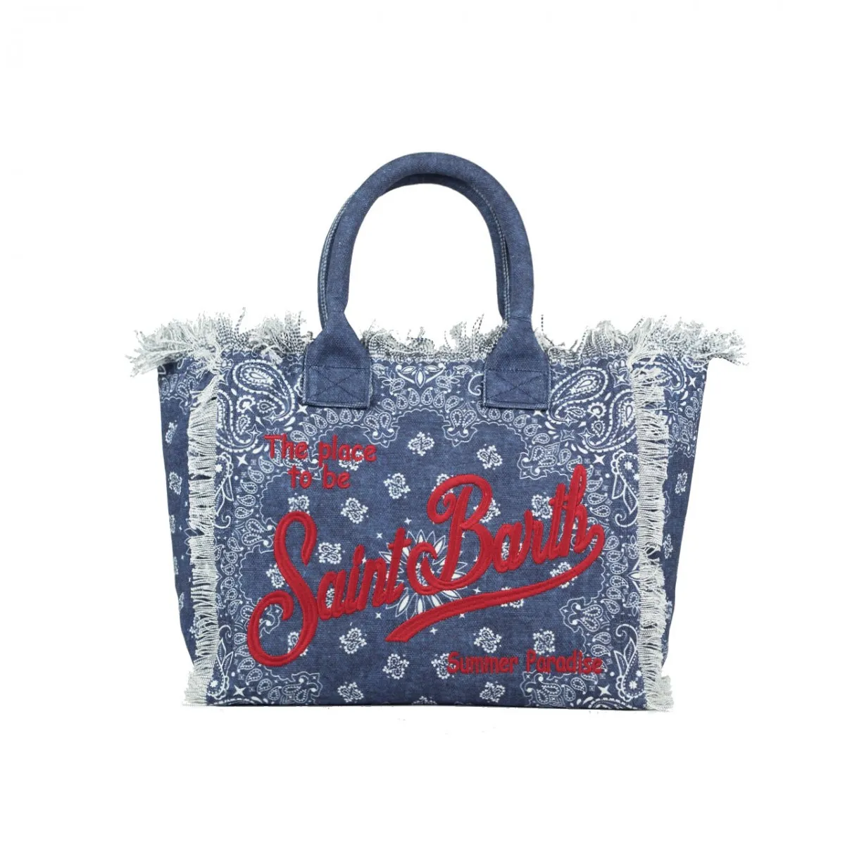 Borsa Vanity Bandana Denim, Blu