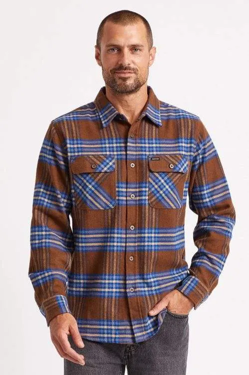 Bowery L/S X Flannel Washed Brown/Mineral Blue