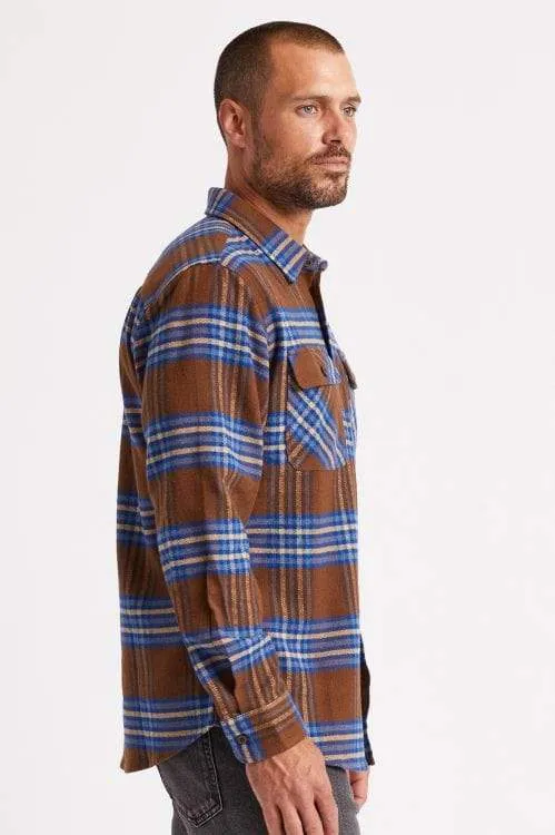 Bowery L/S X Flannel Washed Brown/Mineral Blue