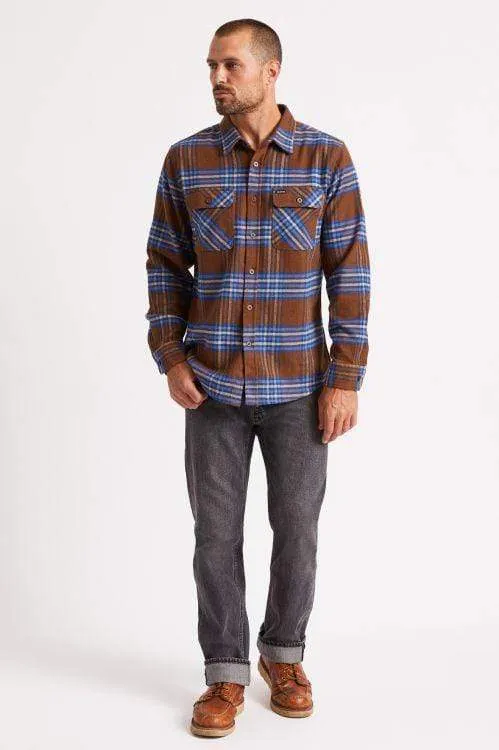 Bowery L/S X Flannel Washed Brown/Mineral Blue