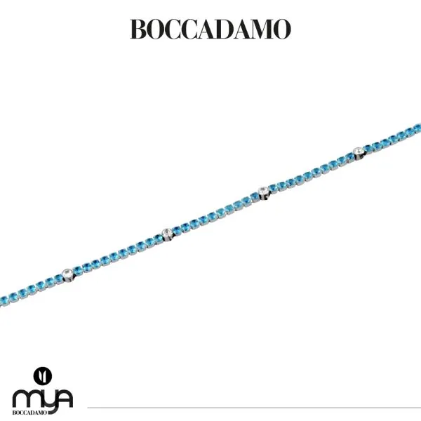 Bracciale tennis di zirconi acquamarina e bianchi    