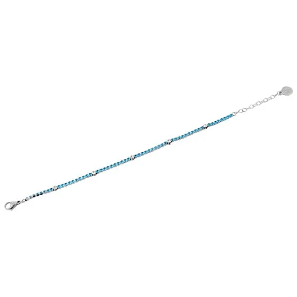 Bracciale tennis di zirconi acquamarina e bianchi    