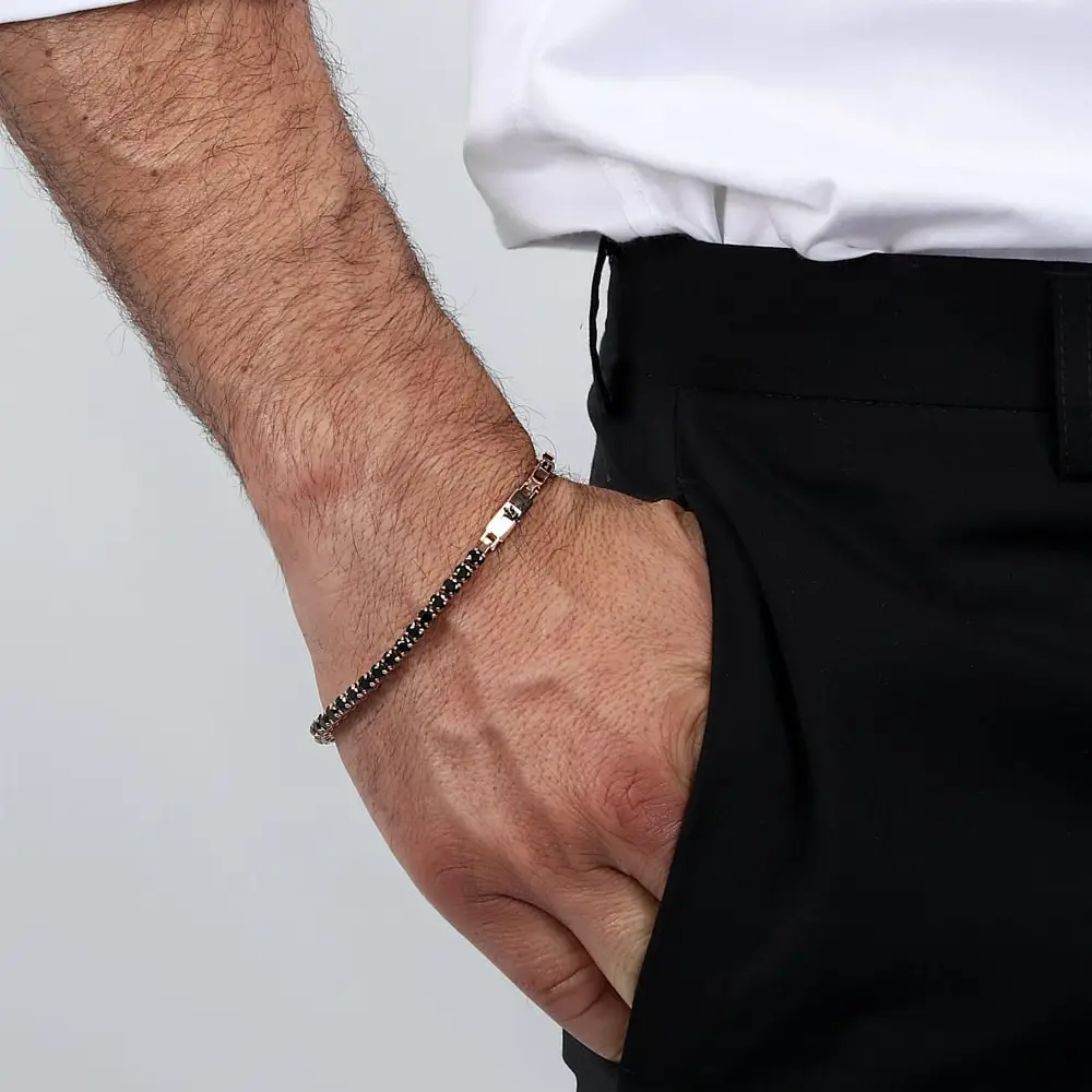 BRACCIALE TENNIS ORO ROSA E NERO MASERATI