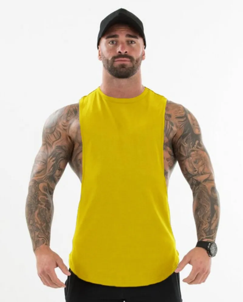 Brand Bodybuilding Abbigliamento Fitness Mens Flow Cut Off Magliette Palestra Dropped Giromanica Canotte Allenamento Gilet senza