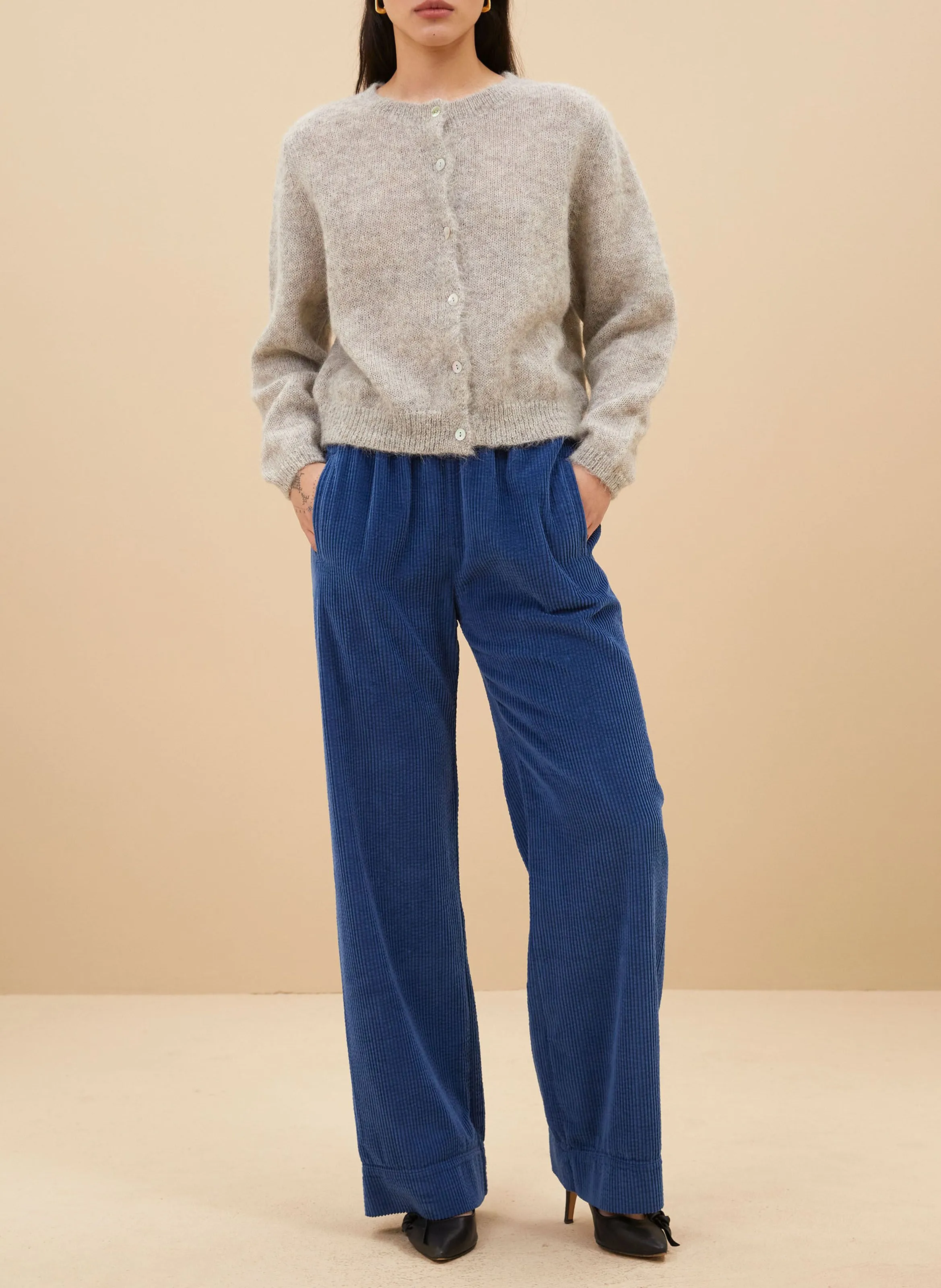  BY BAR   CLEO - Cardigan girocollo in misto lana | Grigio