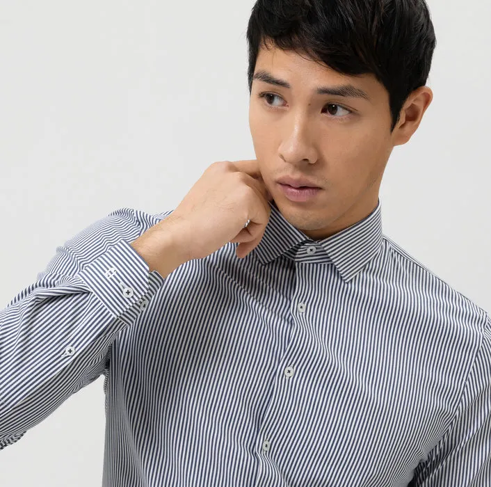 Camicia a righe blu olymp in jersey super slim fit