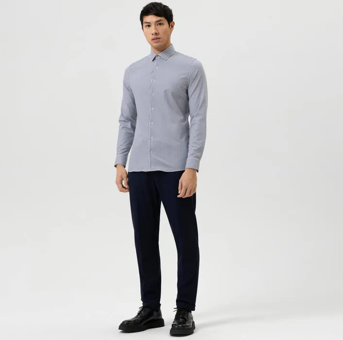 Camicia a righe blu olymp in jersey super slim fit