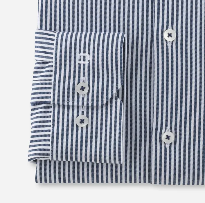 Camicia a righe blu olymp in jersey super slim fit