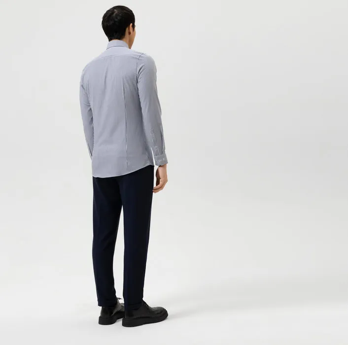 Camicia a righe blu olymp in jersey super slim fit