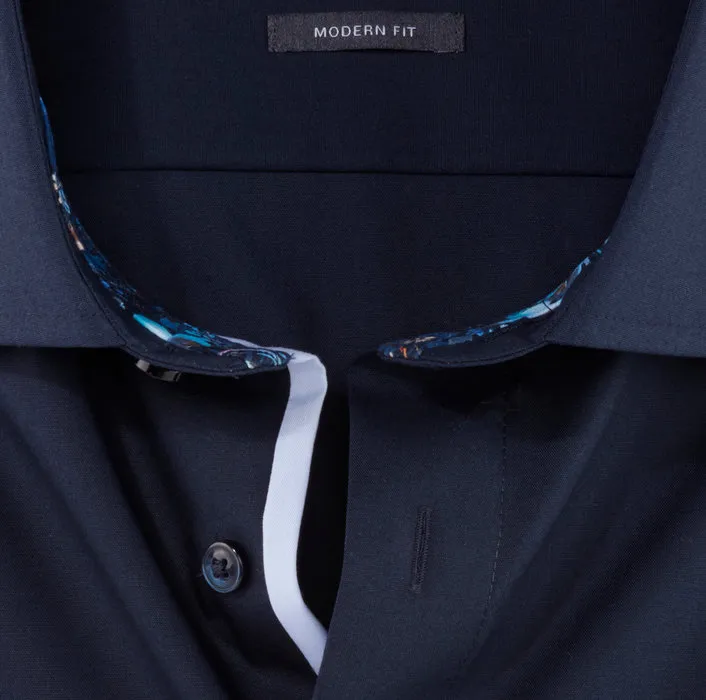 Camicia blu scuro olymp luxor puro cotone facile stiro