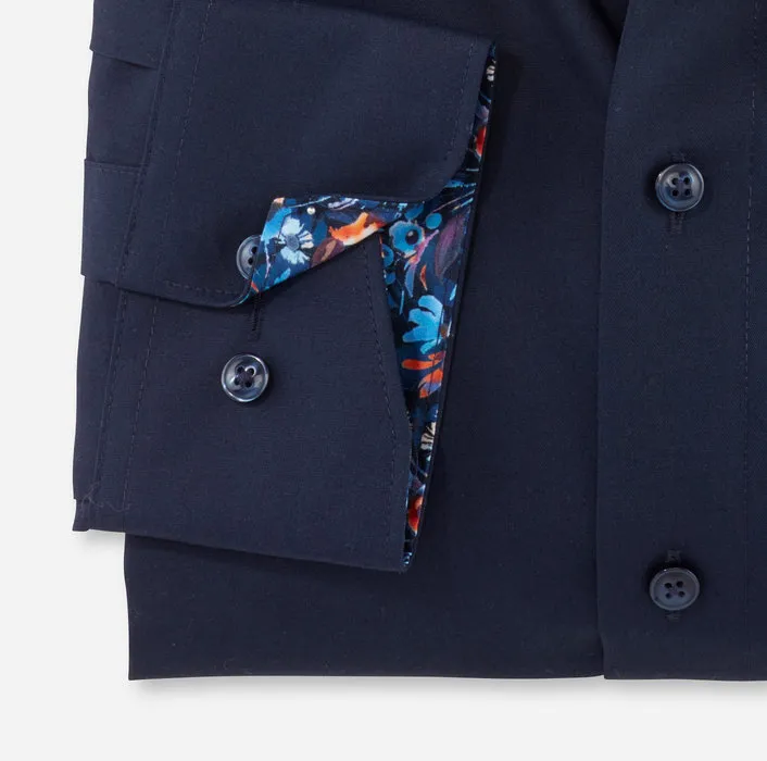 Camicia blu scuro olymp luxor puro cotone facile stiro
