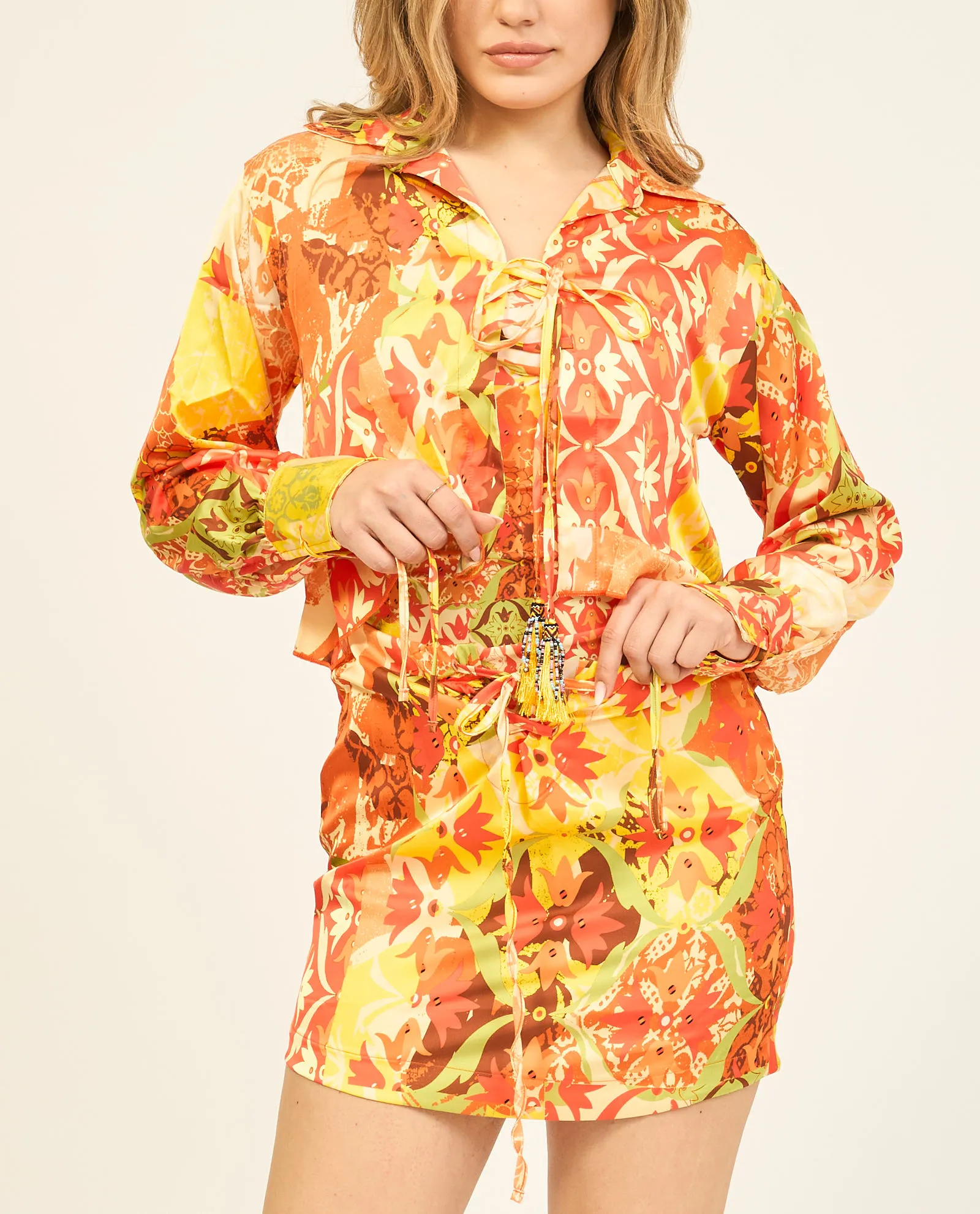 Camicia Changit modello crop in fantasia