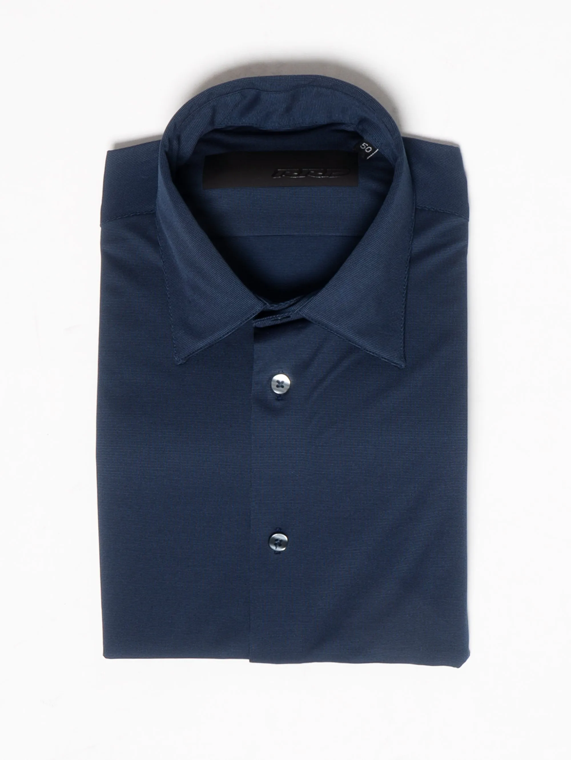 Camicia Elasticizzata Fantasia Micro Righe Blu Notte