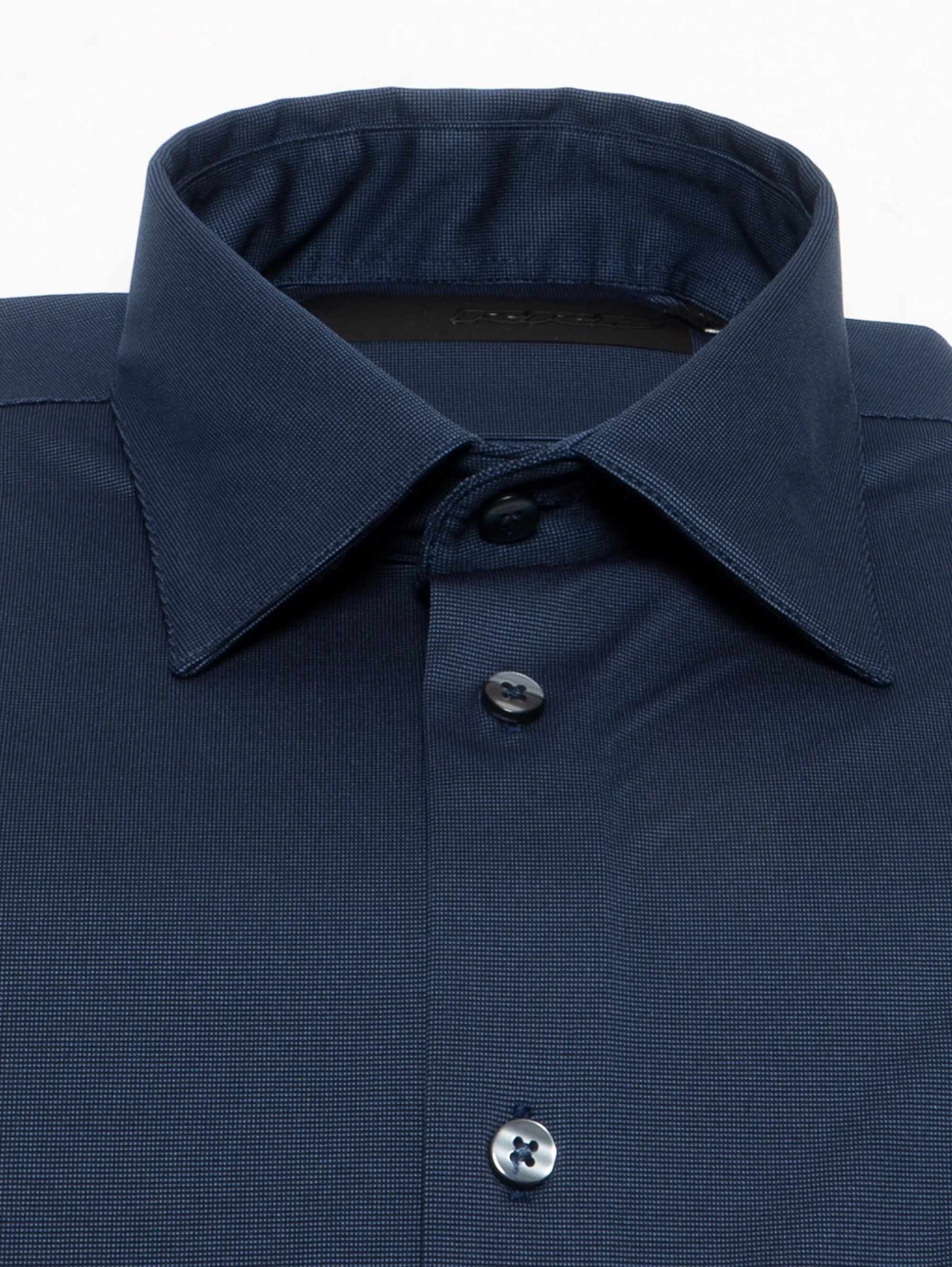 Camicia Elasticizzata Fantasia Micro Righe Blu Notte