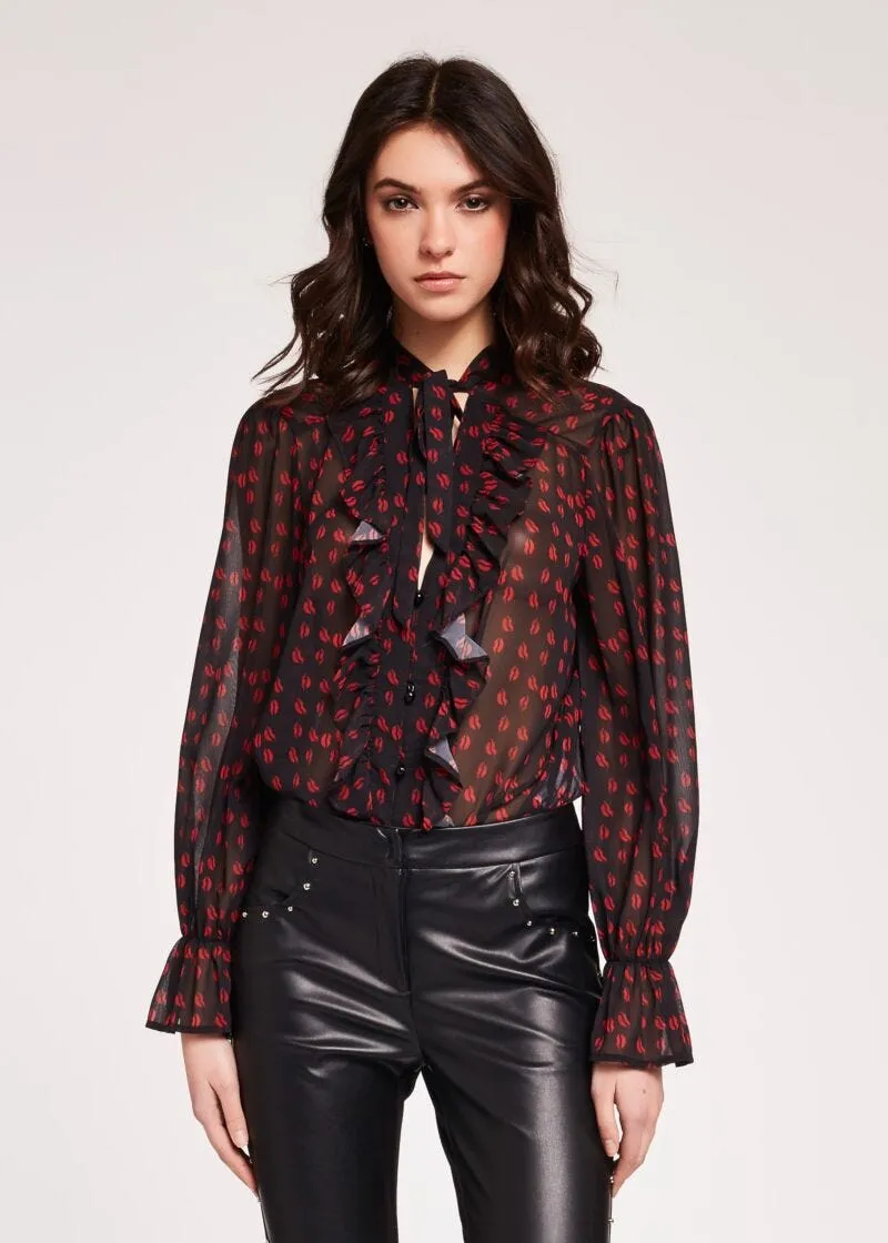 Camicia foulard con rouche