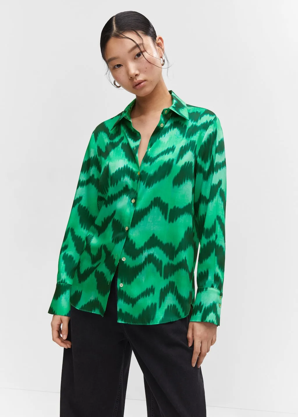 Camicia satinata stampata