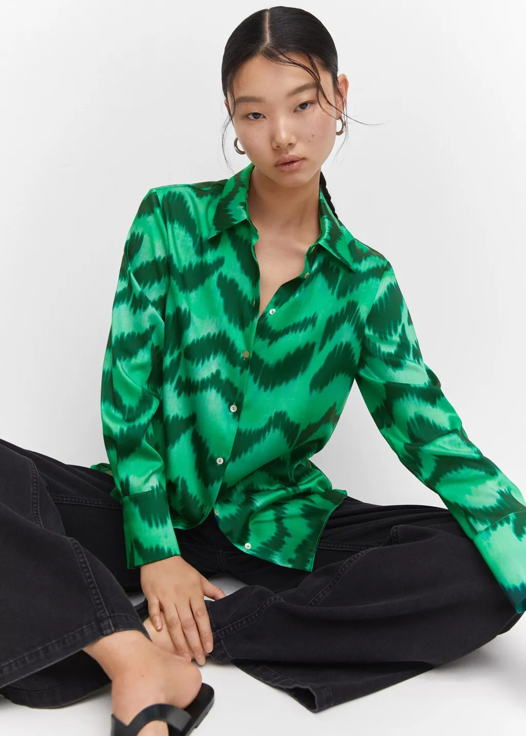 Camicia satinata stampata