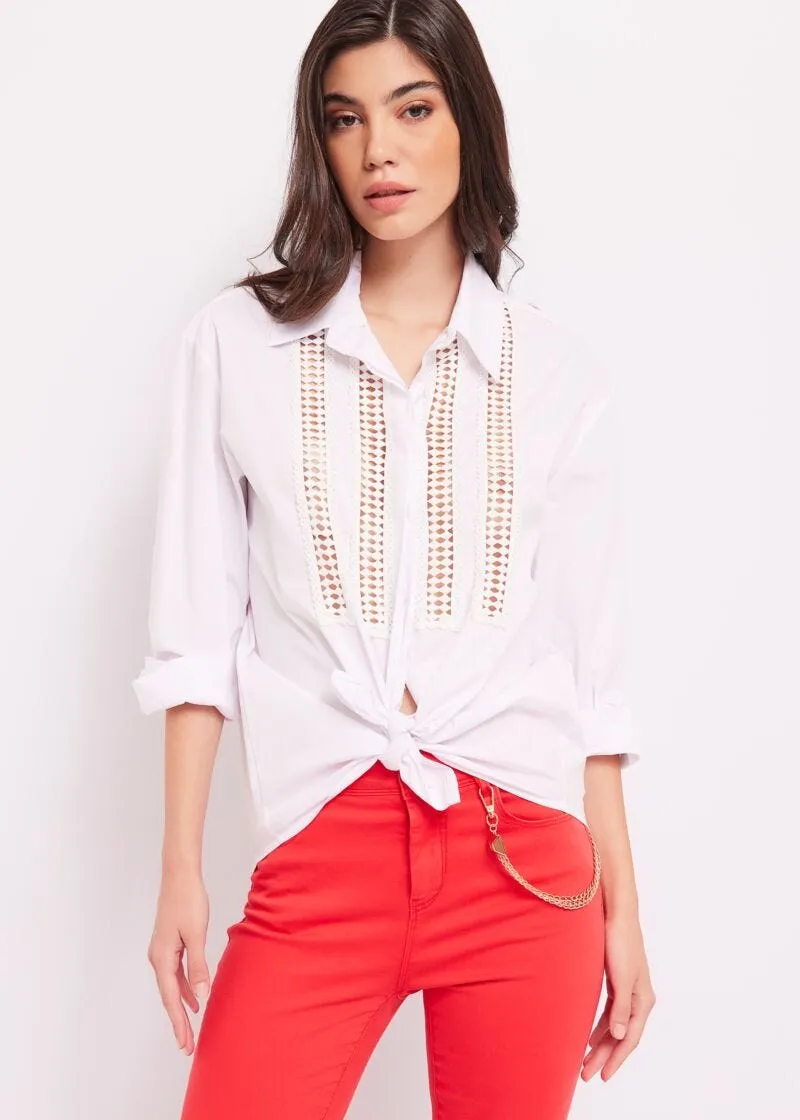 Camicia stretch con pizzo