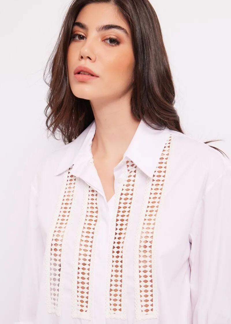 Camicia stretch con pizzo