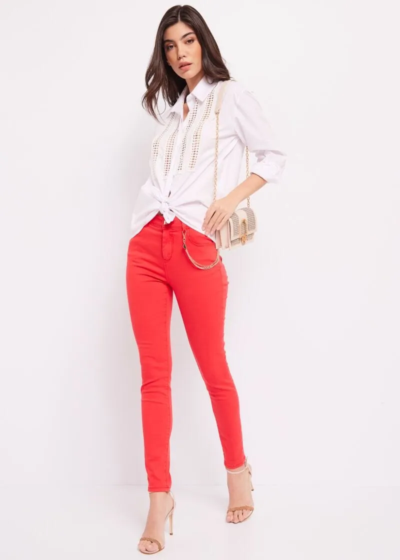 Camicia stretch con pizzo