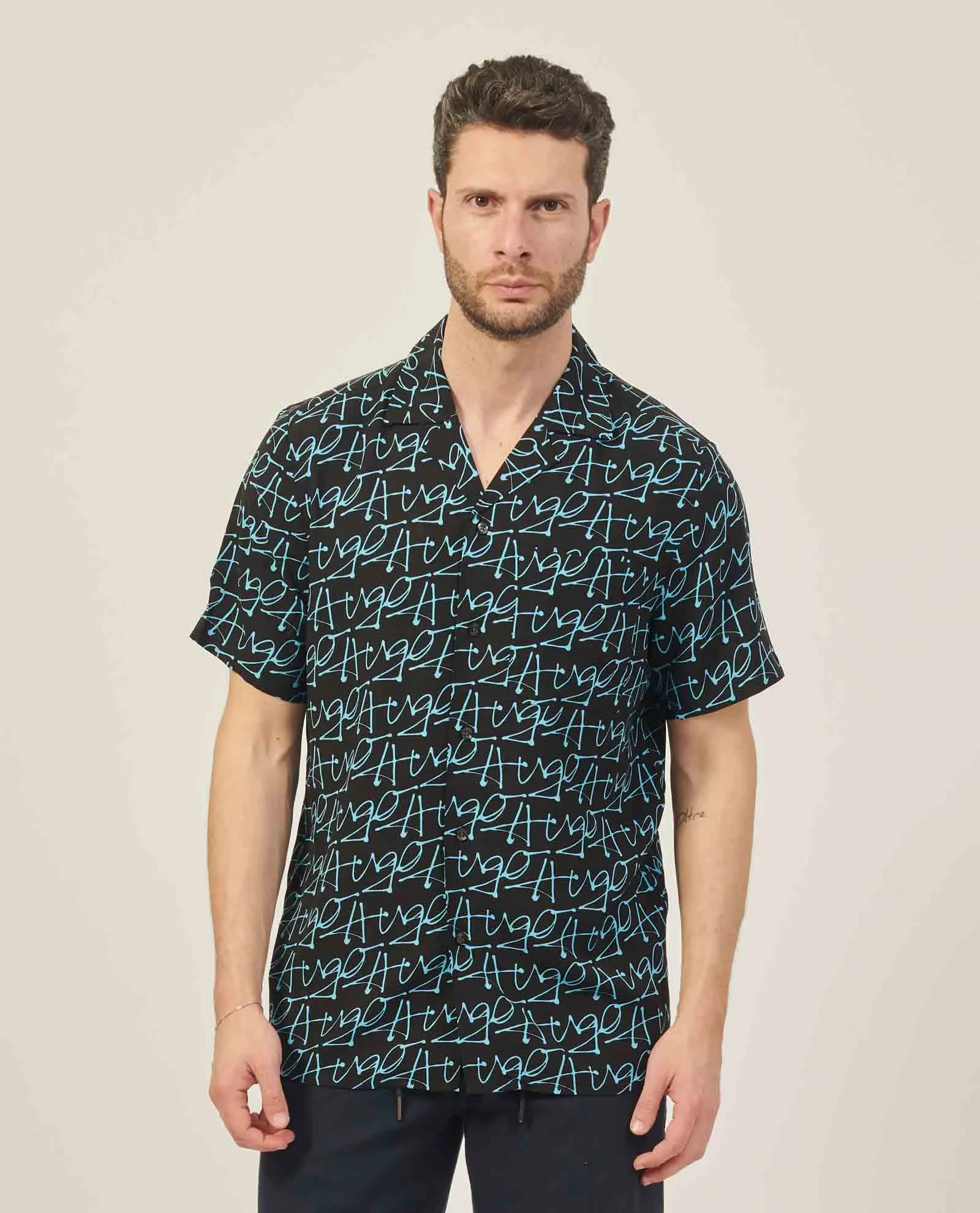 Camicia uomo Hugo con logo lettering all over