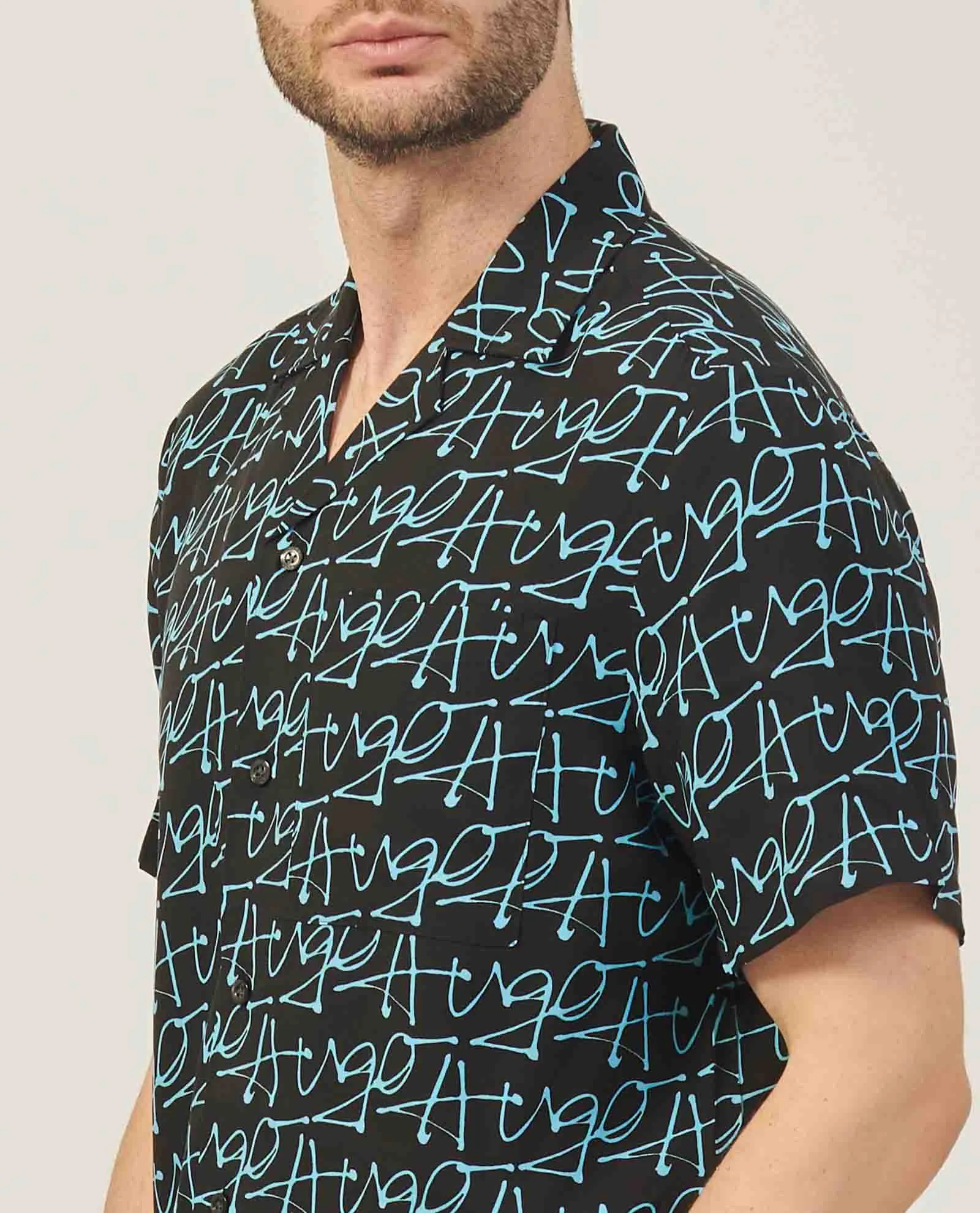Camicia uomo Hugo con logo lettering all over