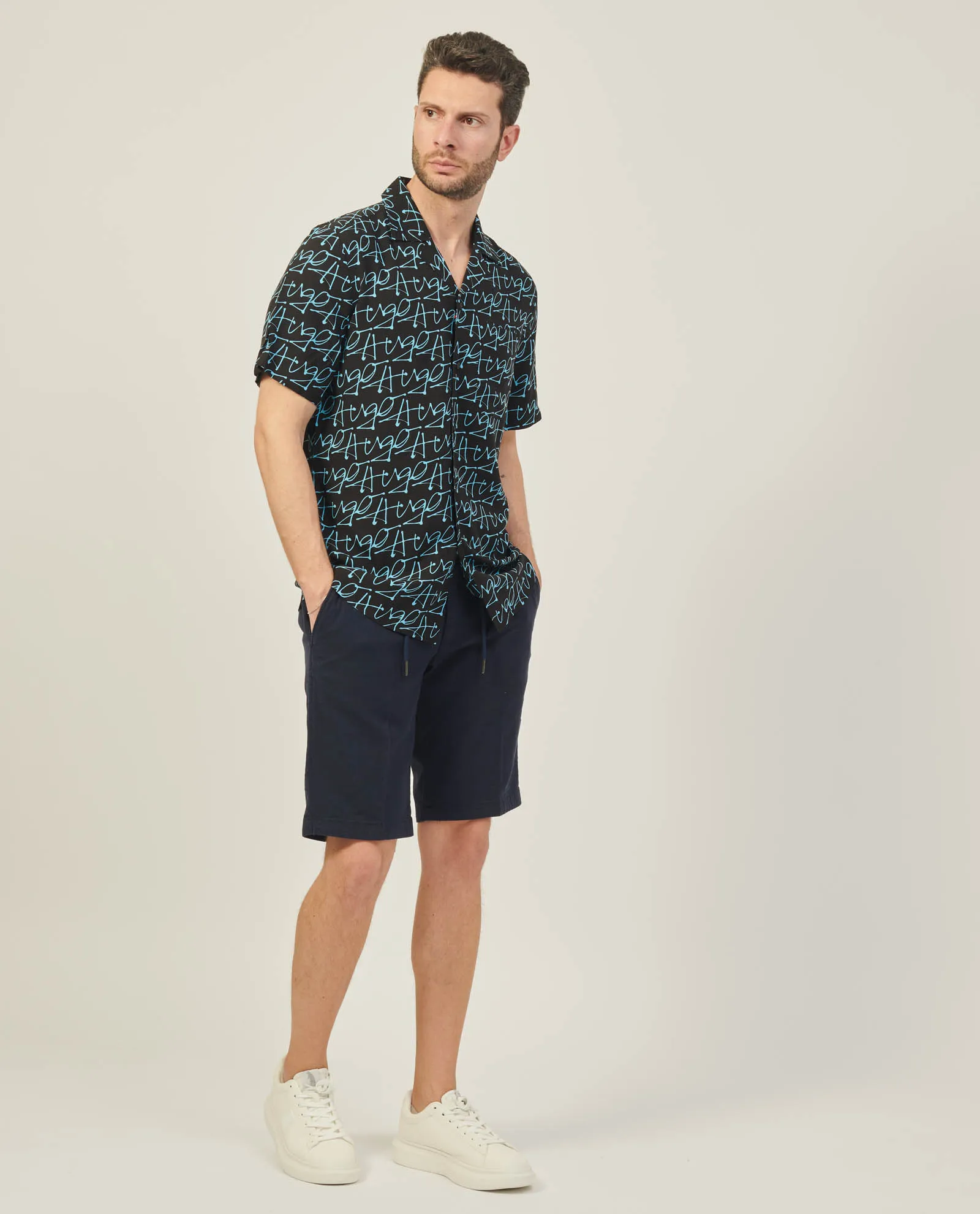 Camicia uomo Hugo con logo lettering all over
