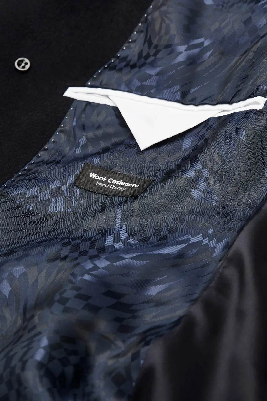 Cappotto digel blu slim fit in misto cashmere