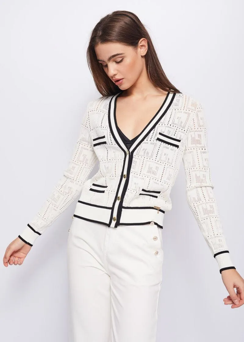 Cardigan con lettering GJ