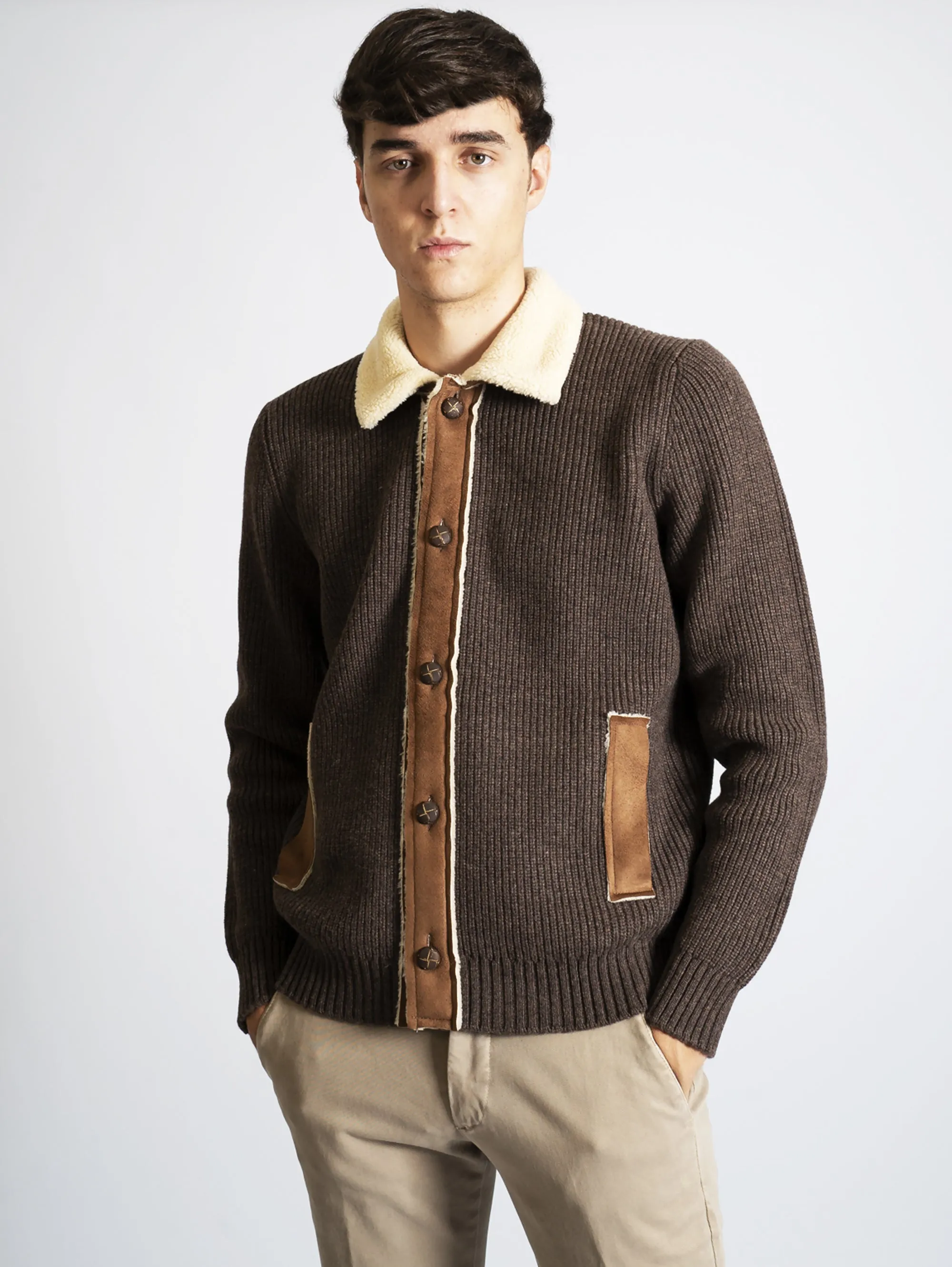 Cardigan in Eco Montone Marrone