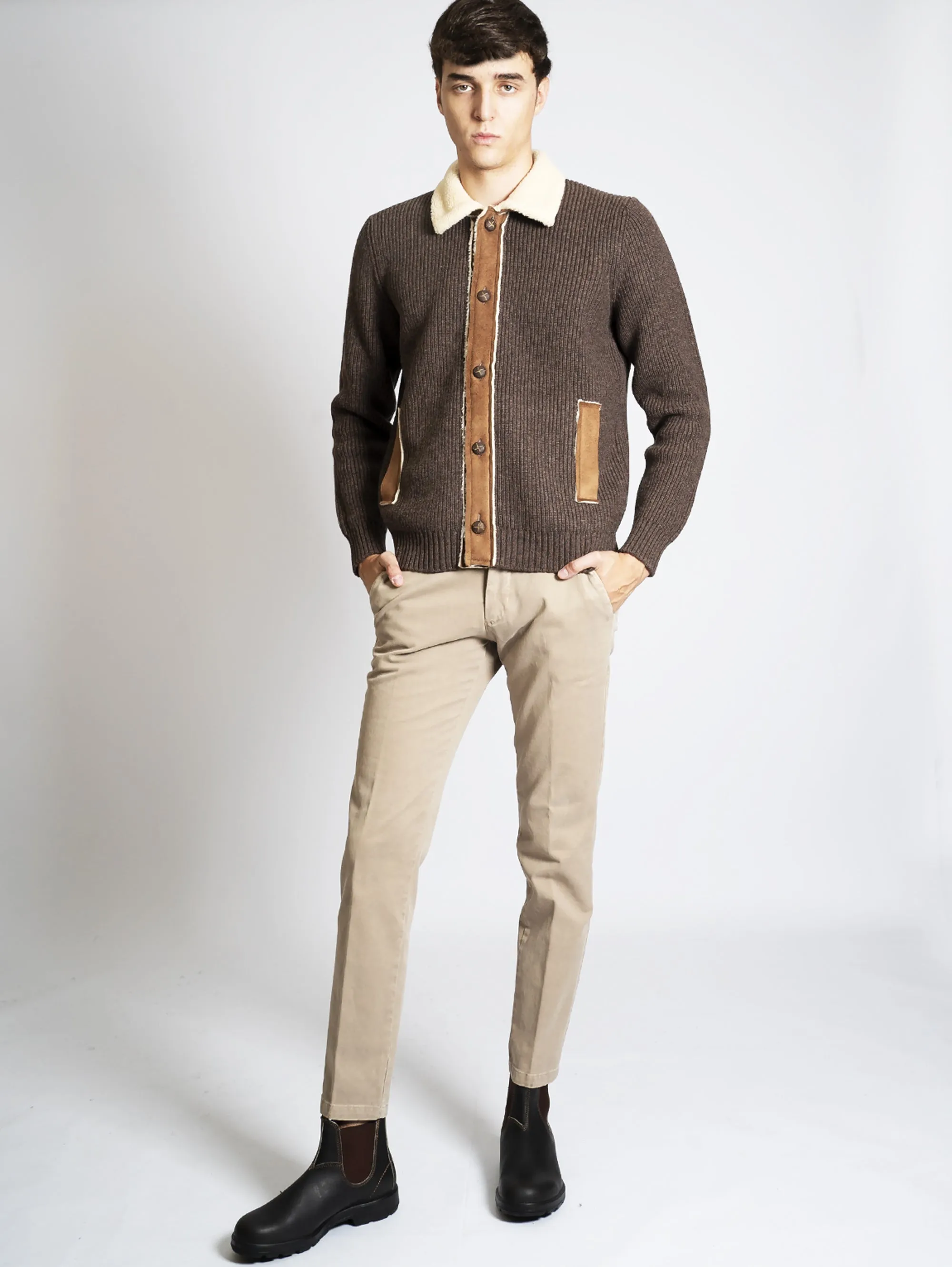 Cardigan in Eco Montone Marrone