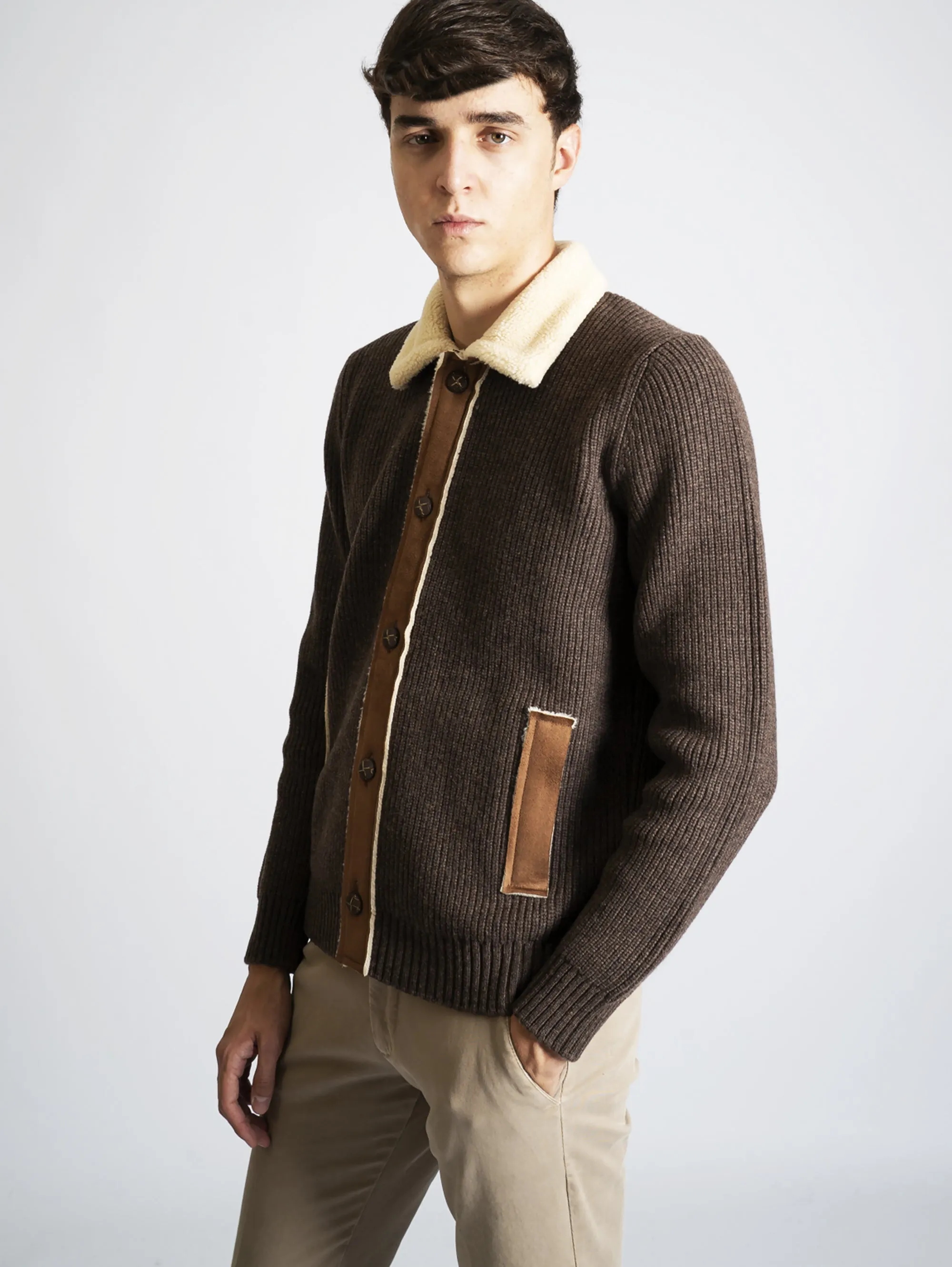Cardigan in Eco Montone Marrone