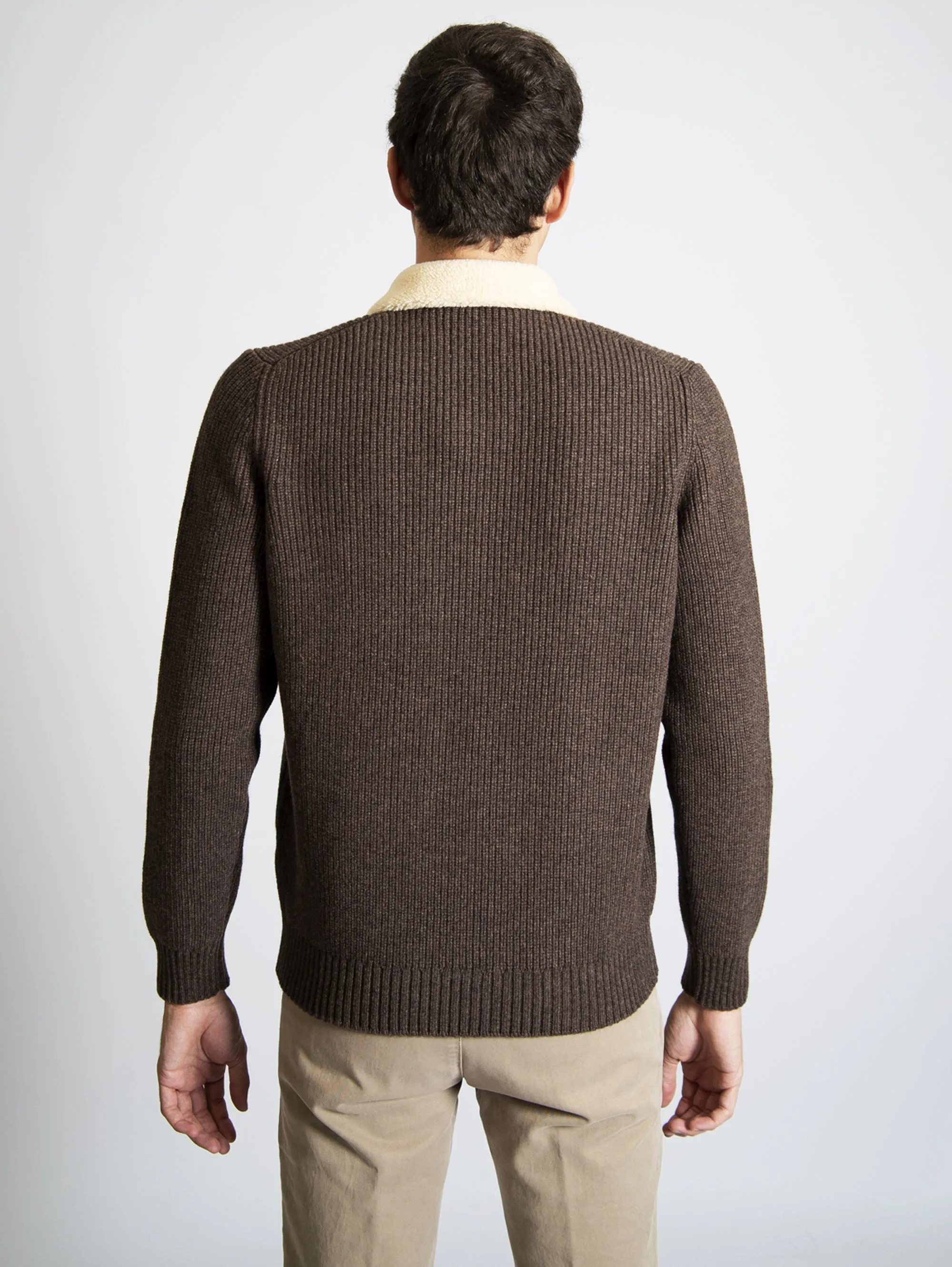 Cardigan in Eco Montone Marrone