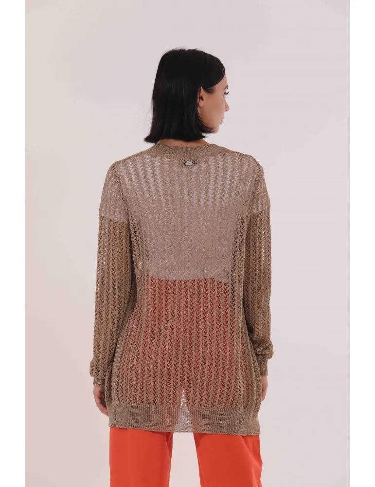 CARDIGAN LUNGO TRAFORATO LUREX