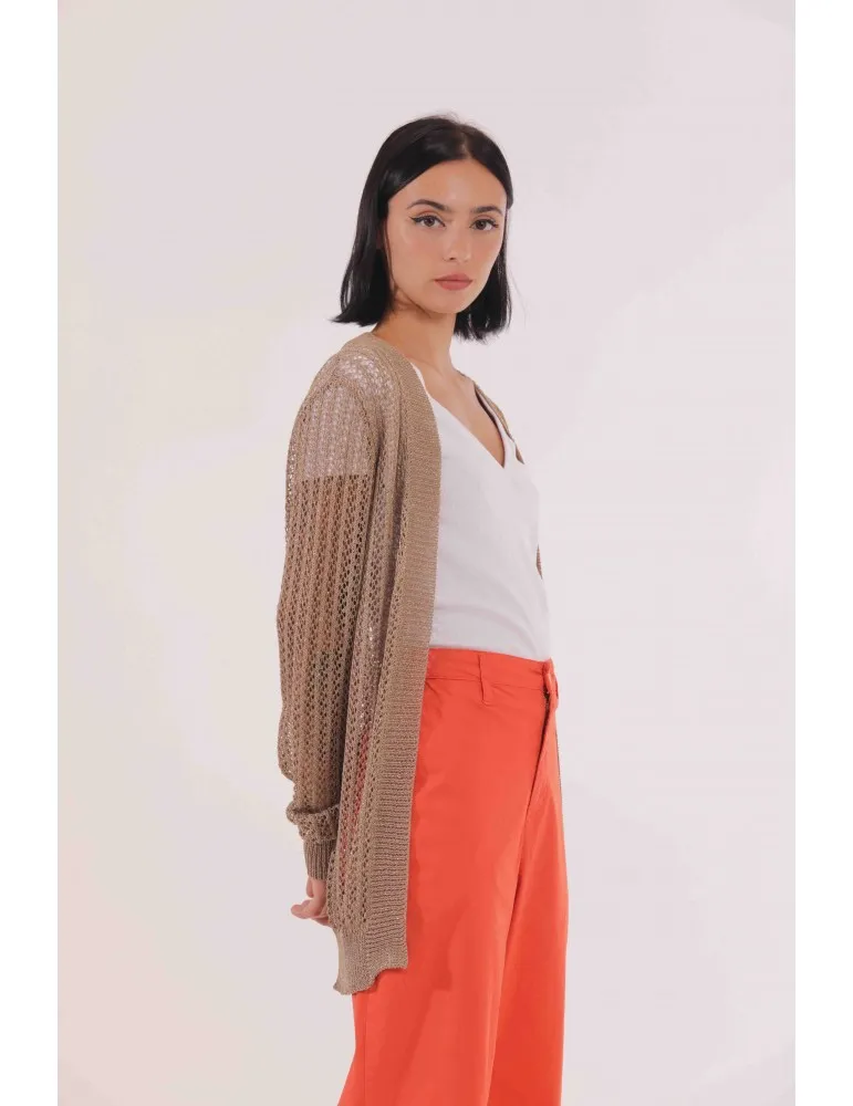 CARDIGAN LUNGO TRAFORATO LUREX