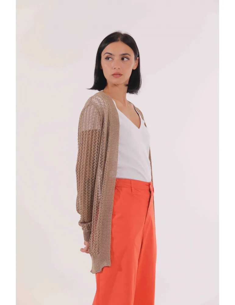 CARDIGAN LUNGO TRAFORATO LUREX