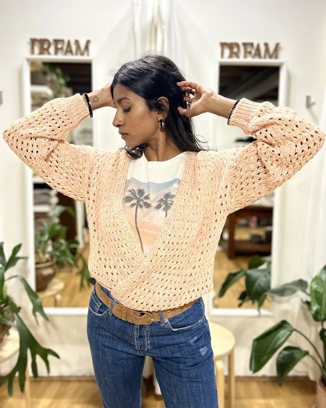 Cardigan traforato fantasia