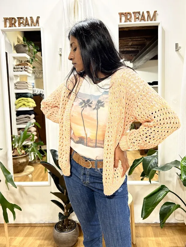 Cardigan traforato fantasia