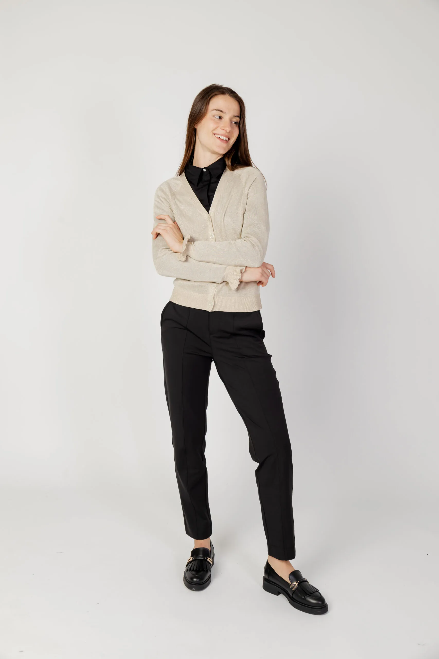 Cardigan Vila Clothes vianta rev frill glitter knit cardigan Oro