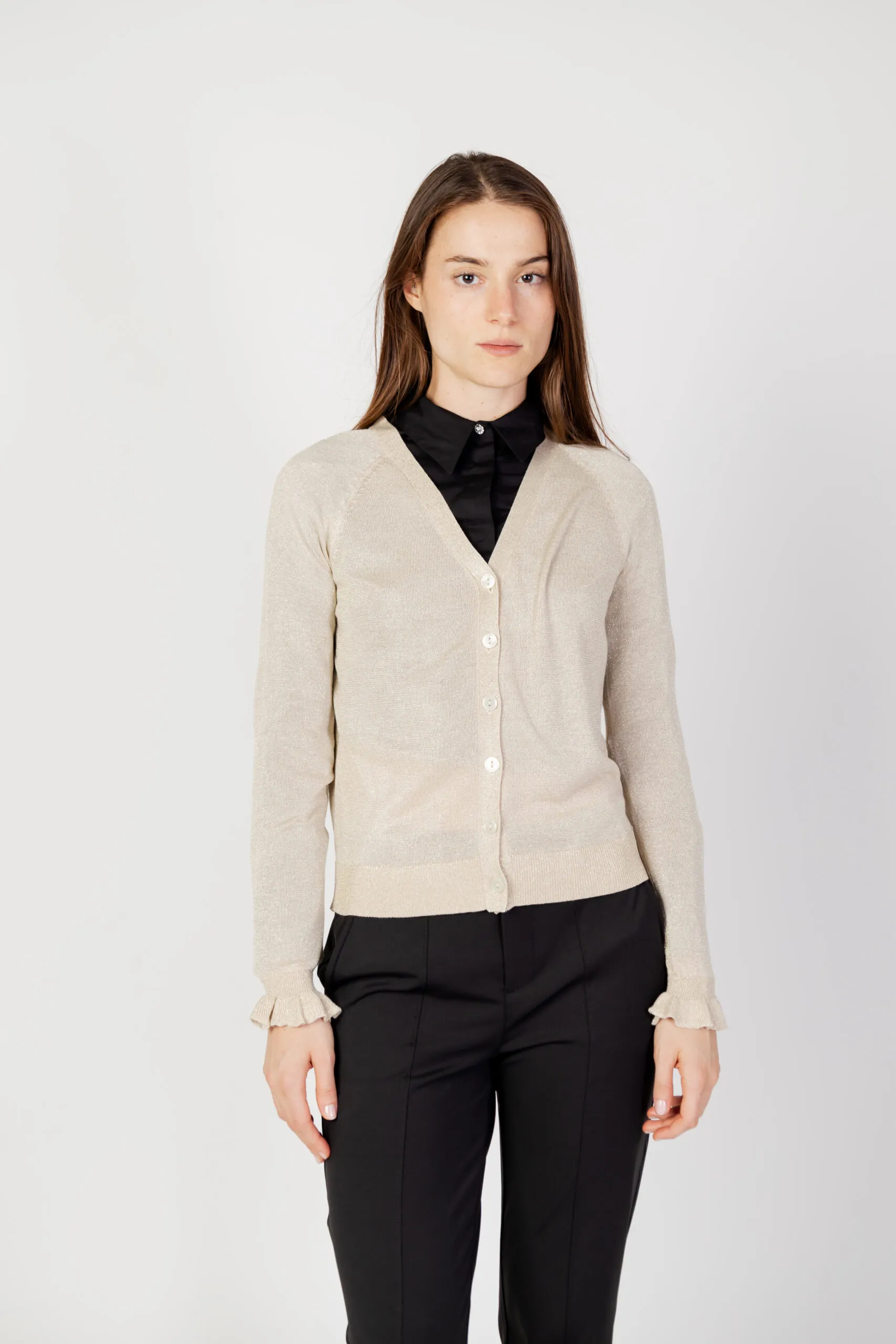 Cardigan Vila Clothes vianta rev frill glitter knit cardigan Oro