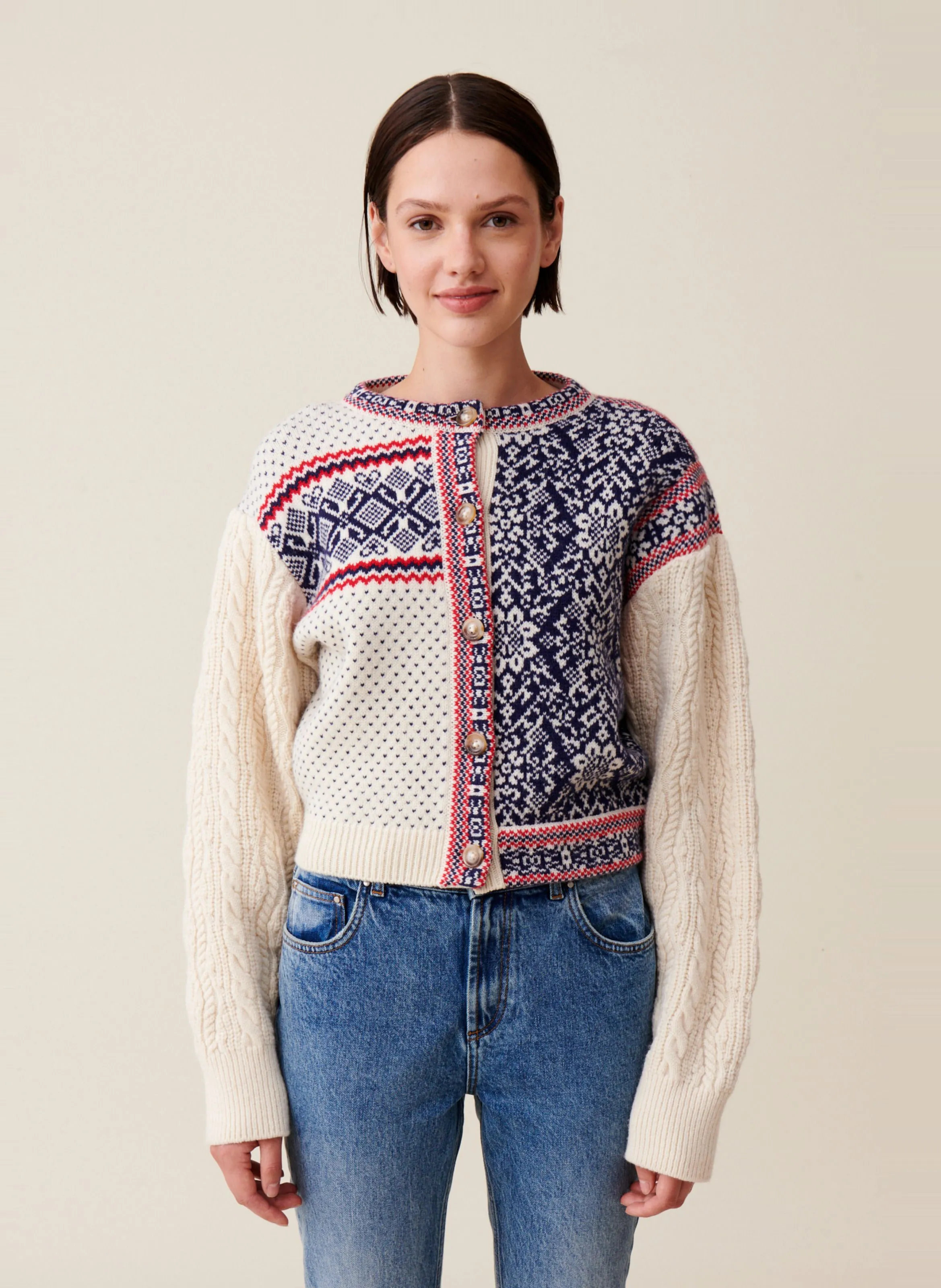  CLAUDIE PIERLOT   Cardigan in maglia intrecciata in lana | Multicolore