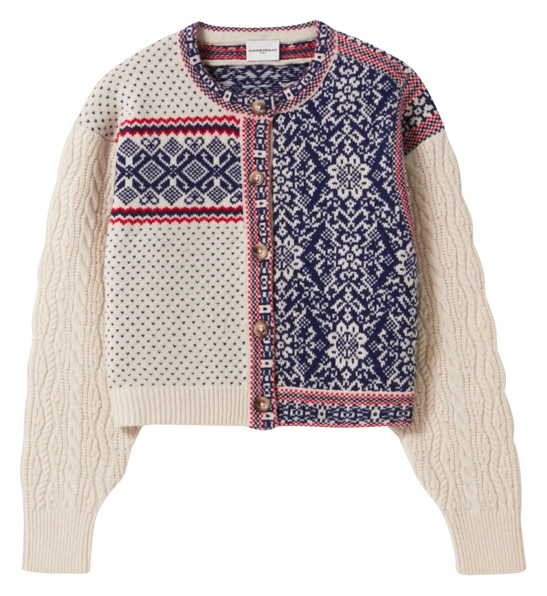  CLAUDIE PIERLOT   Cardigan in maglia intrecciata in lana | Multicolore