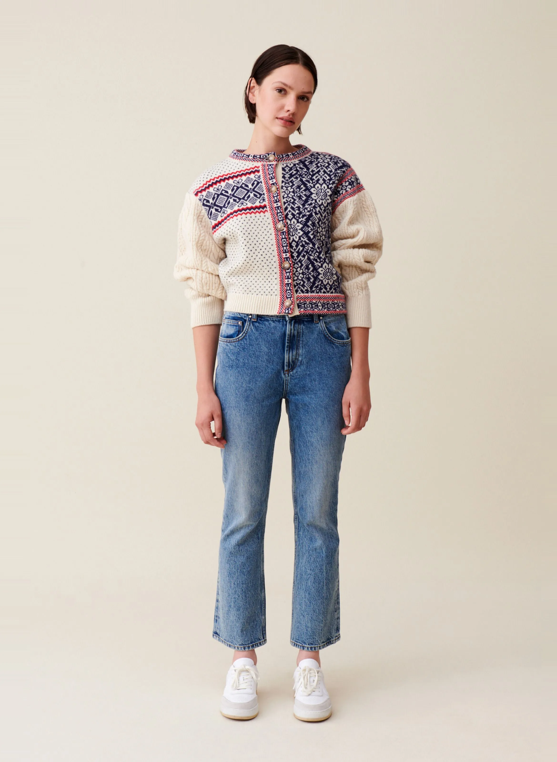  CLAUDIE PIERLOT   Cardigan in maglia intrecciata in lana | Multicolore