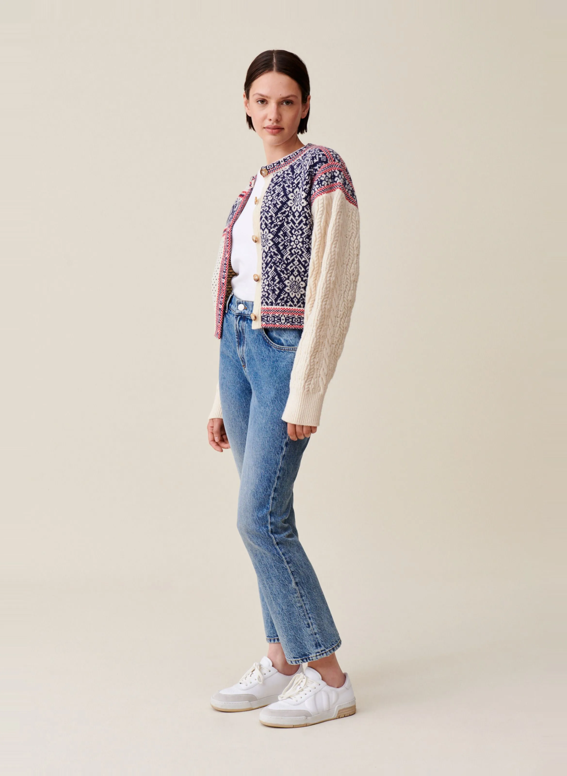  CLAUDIE PIERLOT   Cardigan in maglia intrecciata in lana | Multicolore