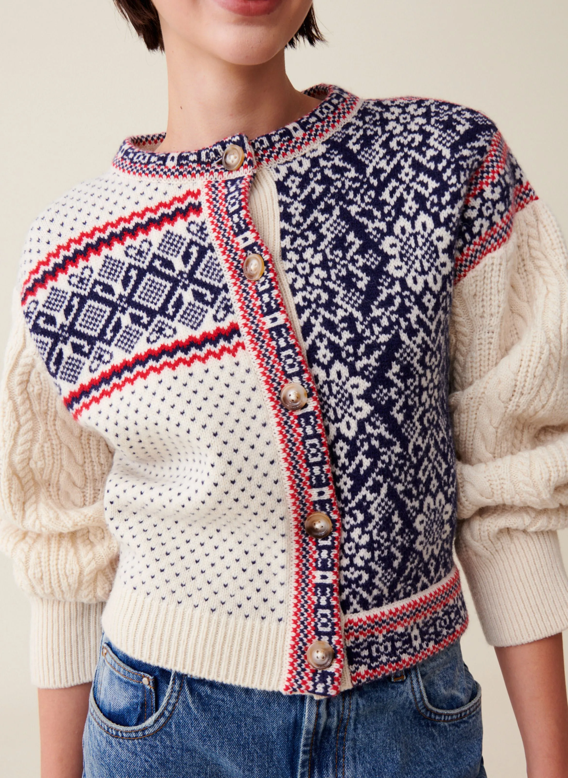  CLAUDIE PIERLOT   Cardigan in maglia intrecciata in lana | Multicolore